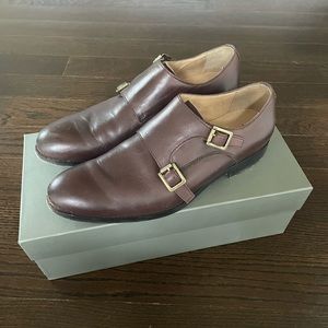 NEIMAN MARCUS BROWN DOUBLE MONK STRAP SHOES